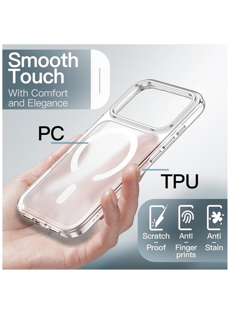 حافظة مغناطيسية لهاتف iPhone 17 Pro Max مقاس 6.9 بوصة، متوافقة مع MagSafe، لوحة خلفية شبه شفافة غير لامعة، حماية من السقوط بمستوى عسكري (إصدار شفاف بلوري) - Image 5